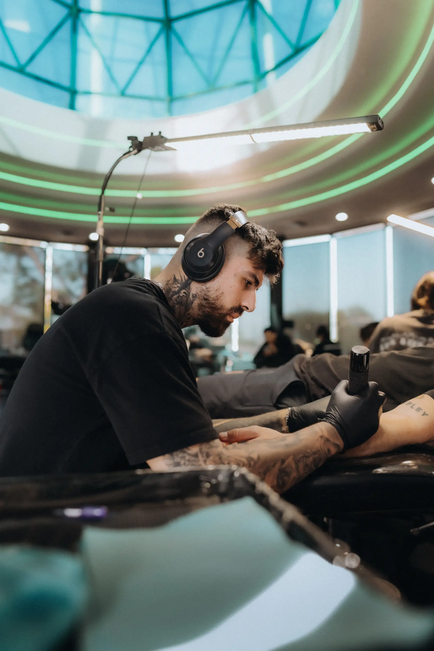 Picture of Erick Lopes tattooing at Ganga Tattoo Studio Los Angeles