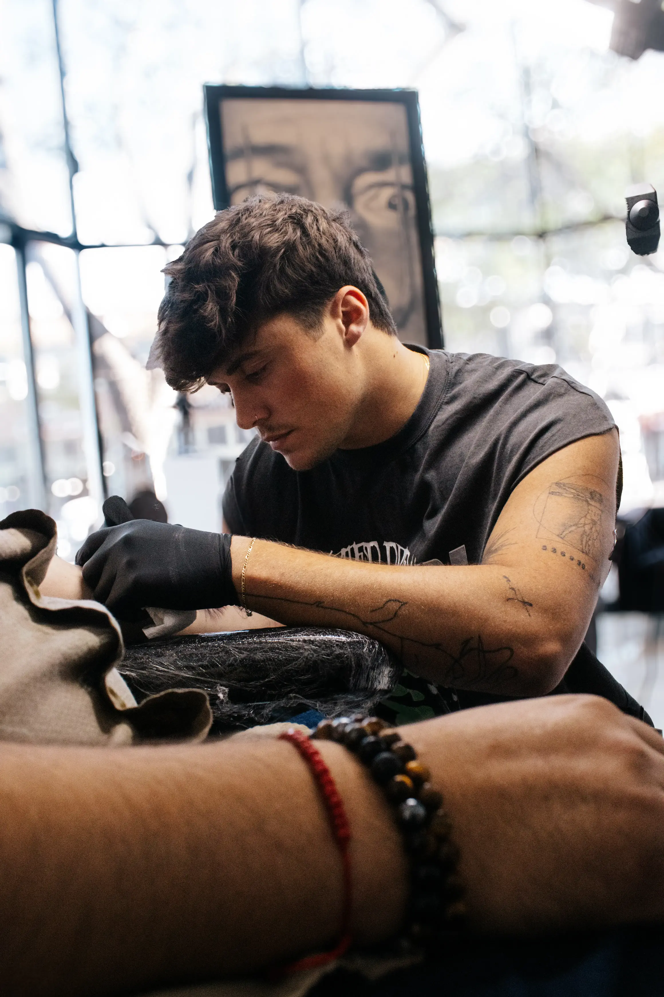 Picture of Jordan tattooing at Ganga Tattoo Studio Los Angeles